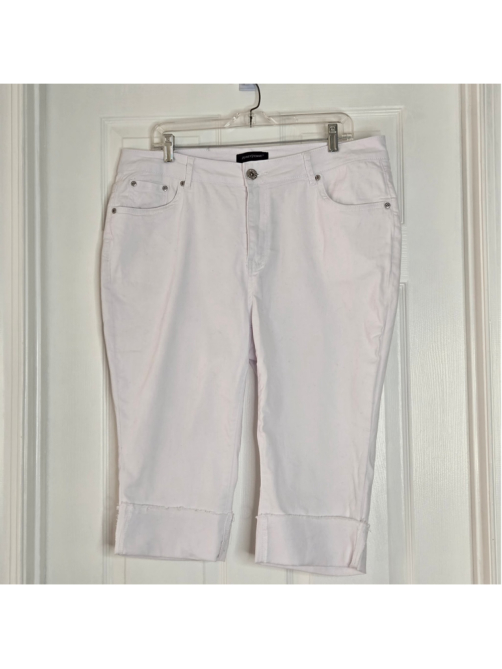 Ashley Stewart Women's White Wide Roll Cuff Capri Jeans Pants Plus Size 16 NWT